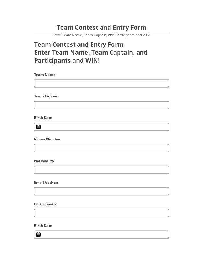 Manage Team Contest and Entry Form in Netsuite