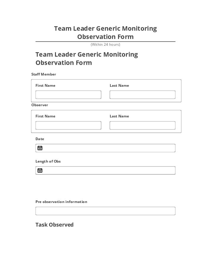 Pre-fill Team Leader Generic Monitoring Observation Form from Salesforce