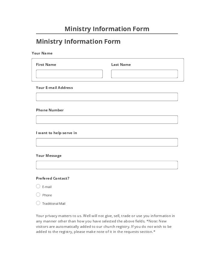 Incorporate Ministry Information Form in Salesforce