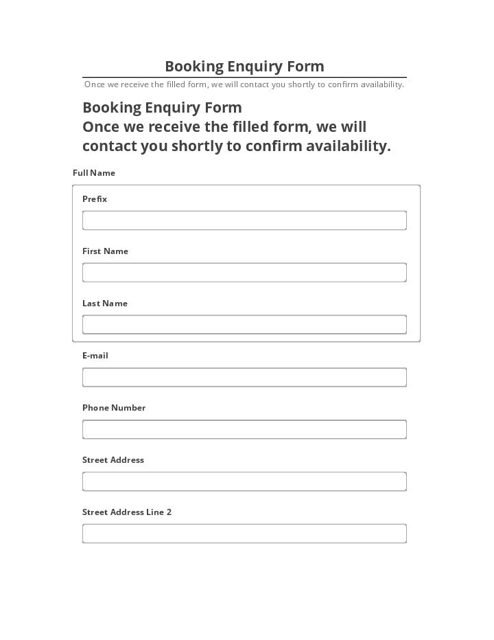 Synchronize Booking Enquiry Form