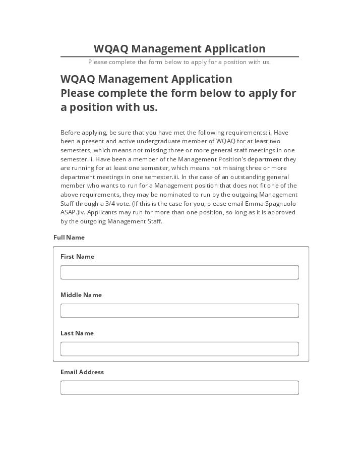 Automate WQAQ Management Application