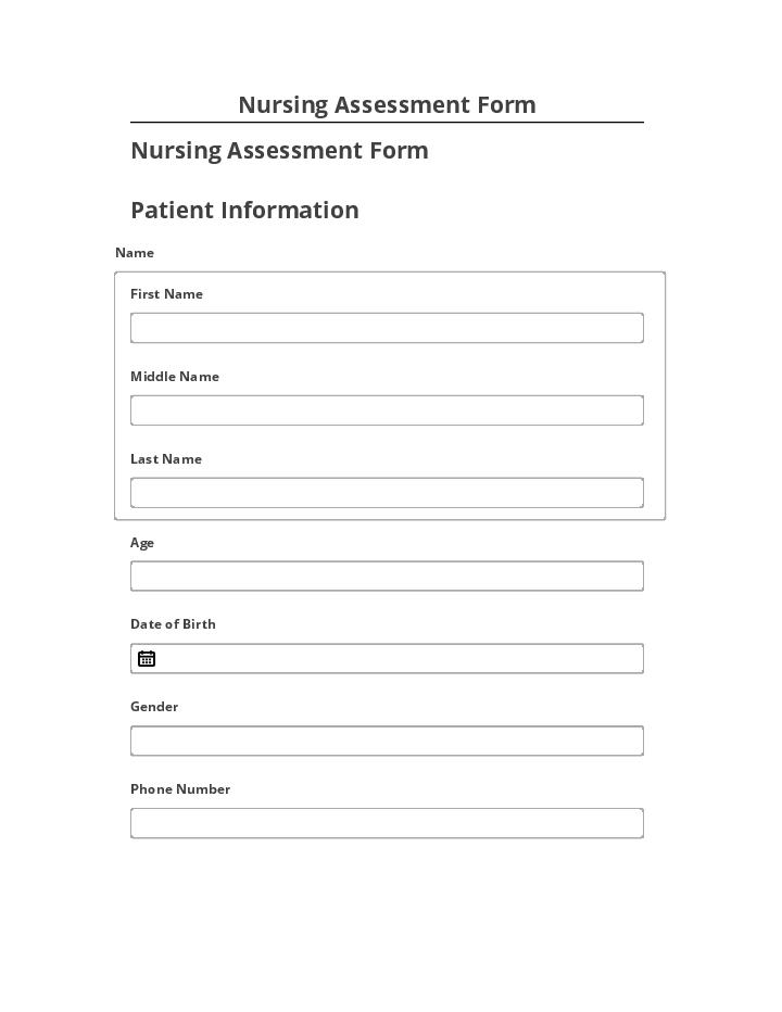 nursing assessment form for nursing students
