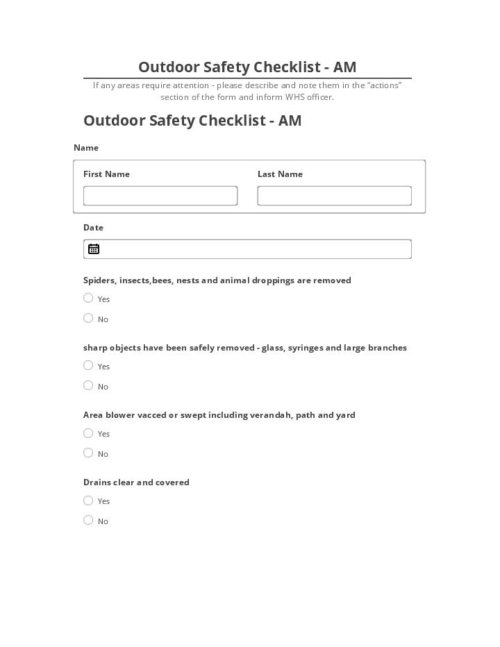 Update Outdoor Safety Checklist - AM from Microsoft Dynamics