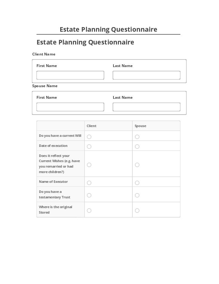 Manage Estate Planning Questionnaire in Netsuite