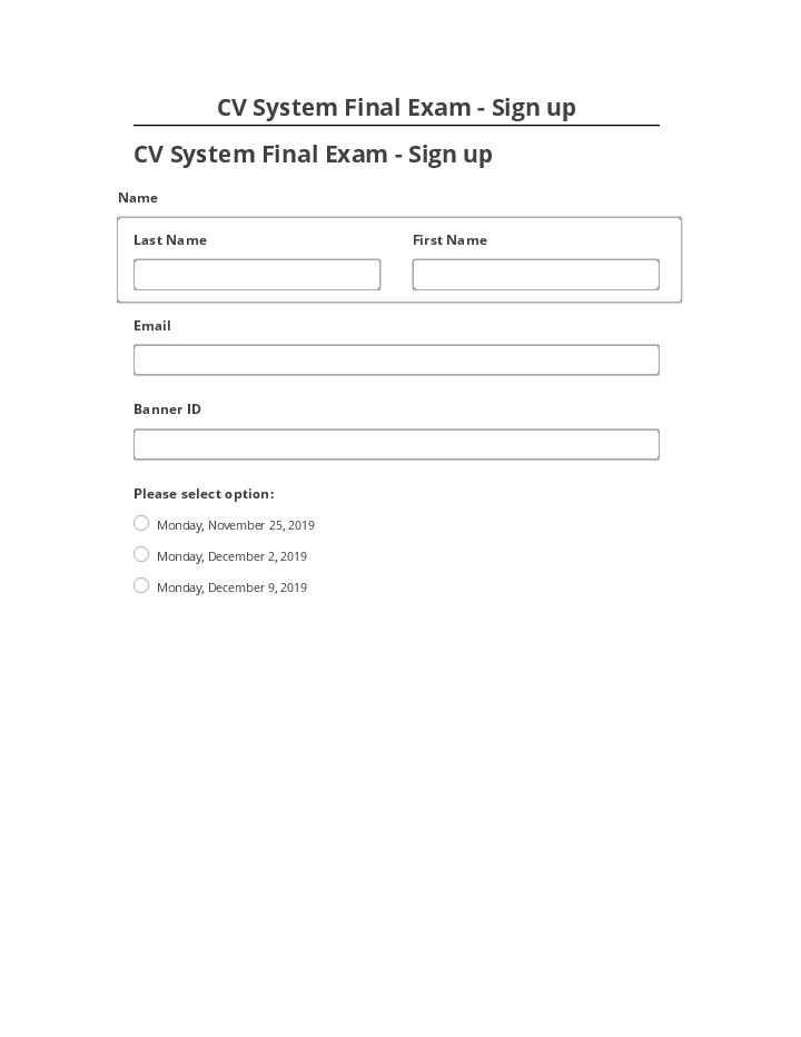 Extract CV System Final Exam - Sign up