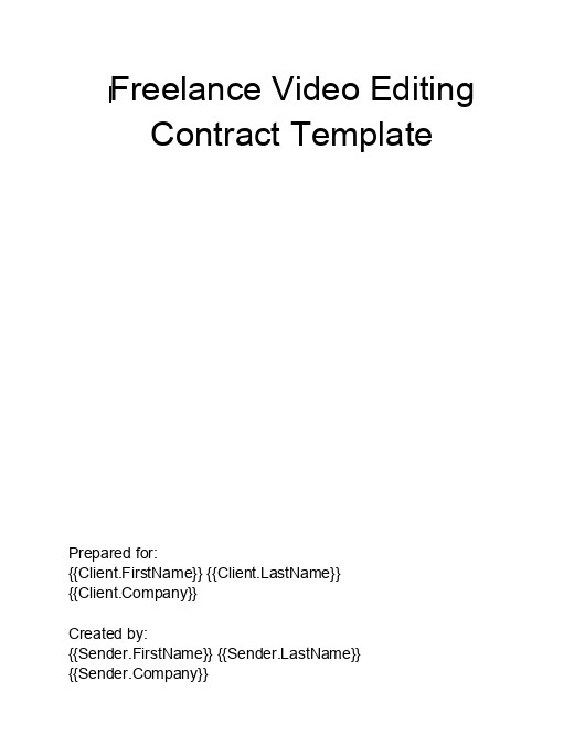 Pre-fill Video Editing Contract