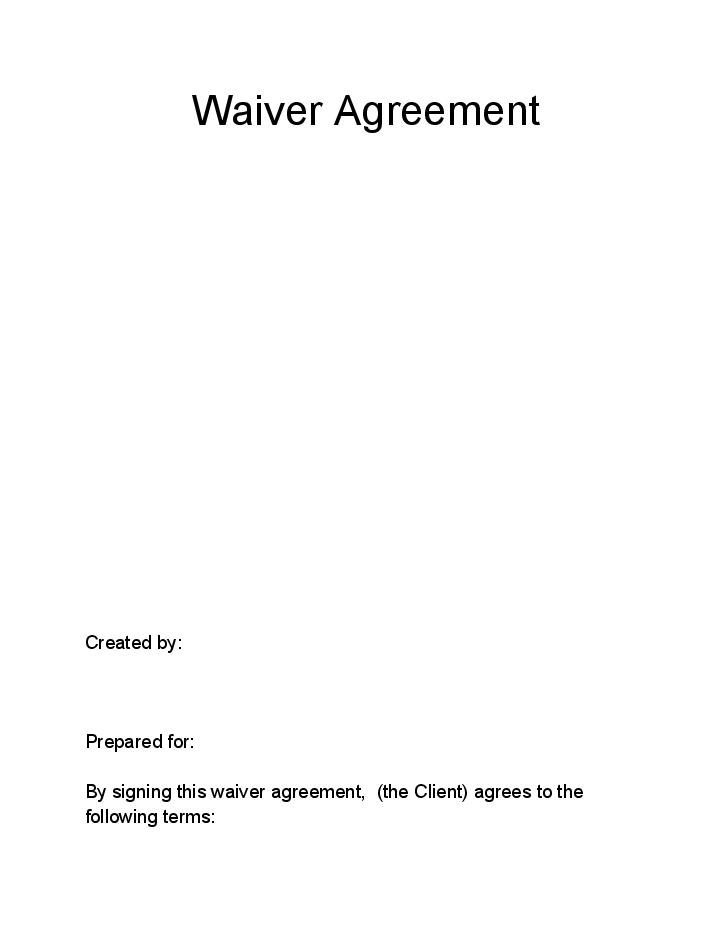 Arrange Waiver Agreement Template in Microsoft Dynamics