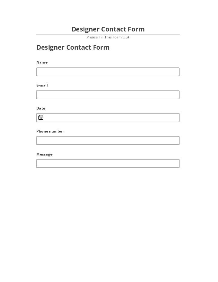 Incorporate Designer Contact Form