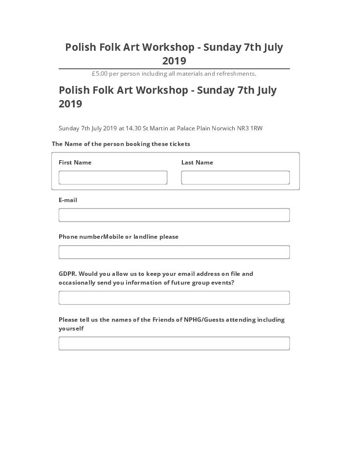 Pre-fill Polish Folk Art Workshop - Sunday 7th July 2019 Salesforce