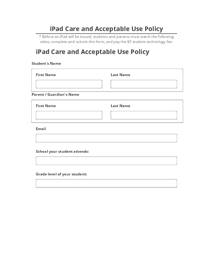 Pre-fill iPad Care and Acceptable Use Policy Microsoft Dynamics