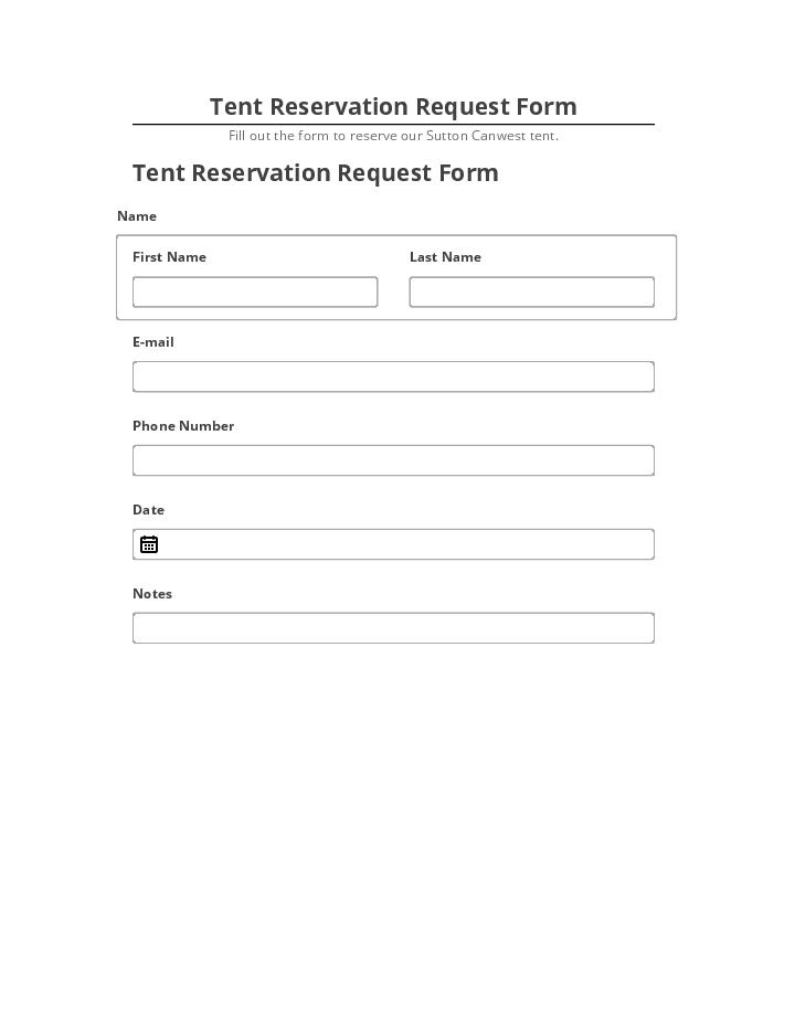 Pre-fill Tent Reservation Request Form Netsuite