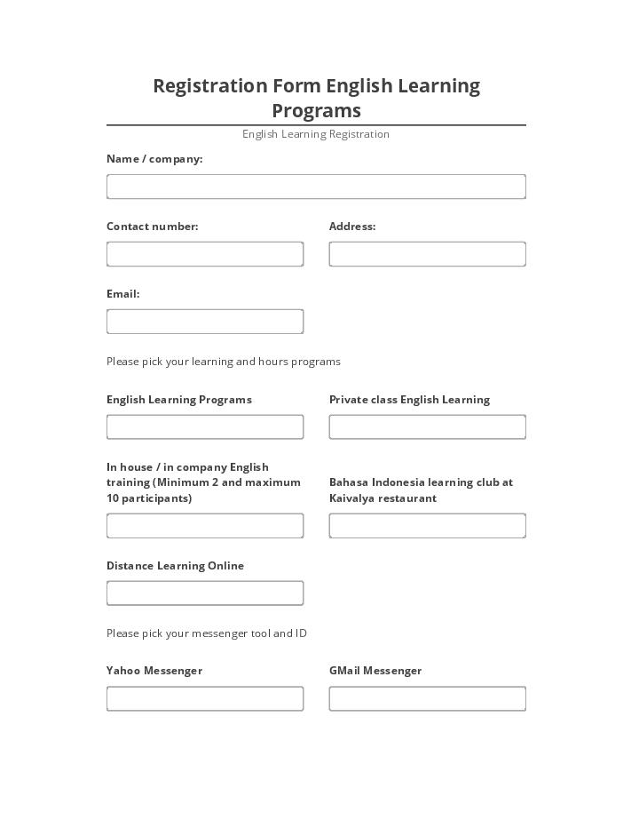 Synchronize Registration Form English Learning Programs Netsuite