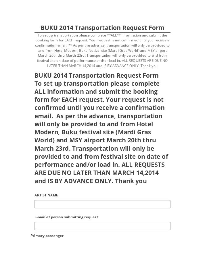 Extract BUKU 2014 Transportation Request Form Salesforce