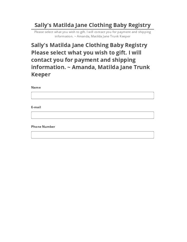 Extract Sally's Matilda Jane Clothing Baby Registry Microsoft Dynamics