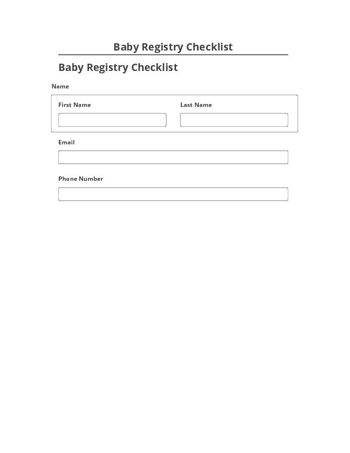 Arrange Baby Registry Checklist