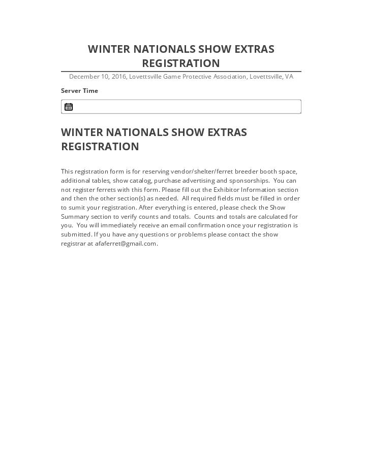 Arrange WINTER NATIONALS SHOW EXTRAS REGISTRATION