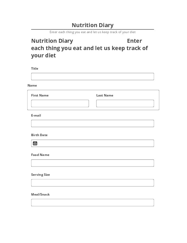 Pre-fill Nutrition Diary Microsoft Dynamics