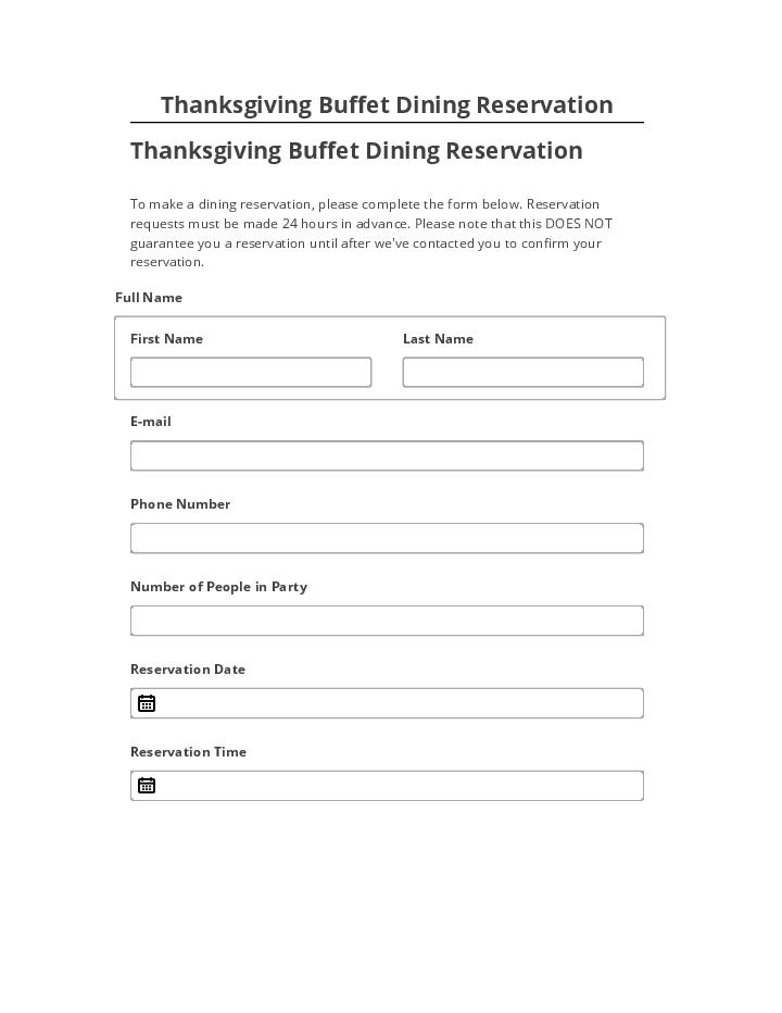 Pre-fill Thanksgiving Buffet Dining Reservation Microsoft Dynamics