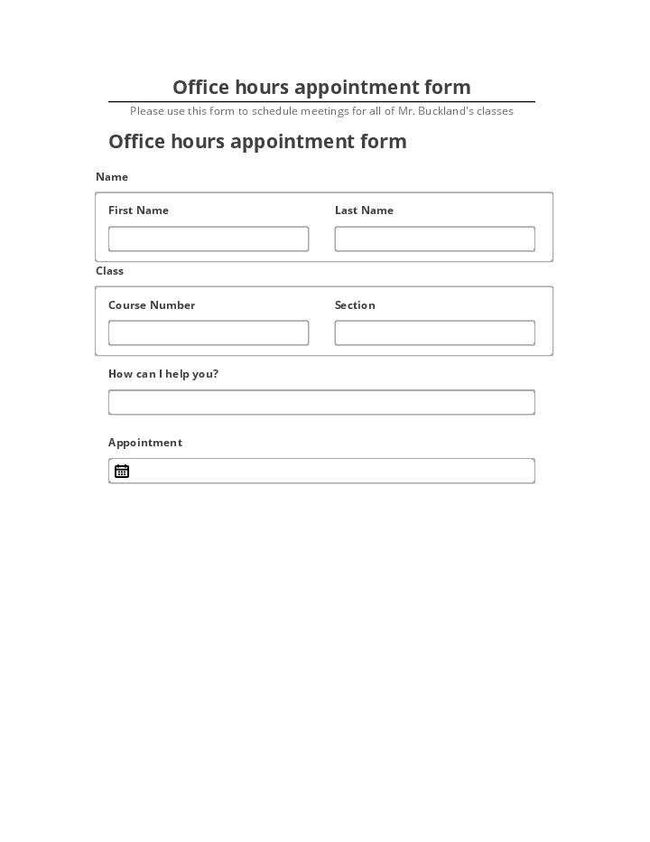 Incorporate Office hours appointment form Netsuite