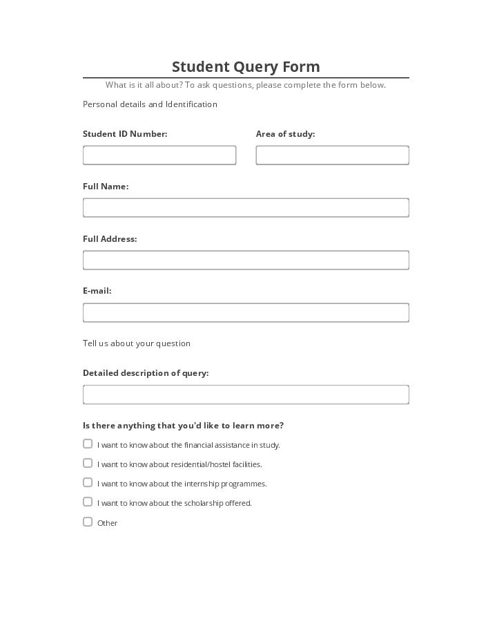 Arrange Student Query Form Salesforce