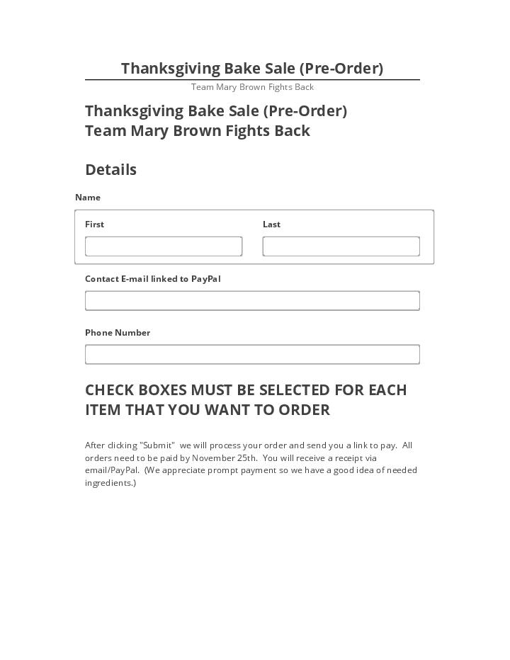 Manage Thanksgiving Bake Sale (Pre-Order)
