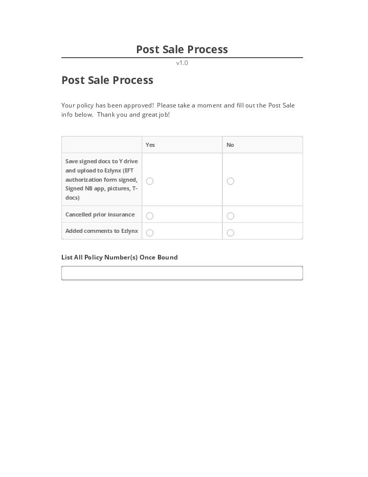 Arrange Post Sale Process
