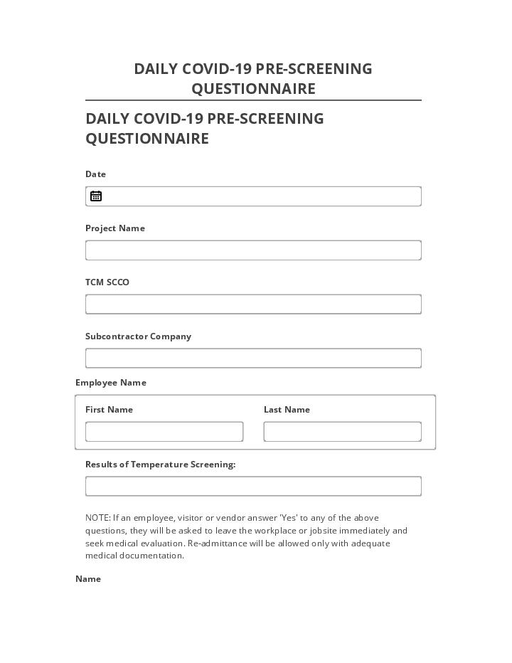 Extract DAILY COVID-19 PRE-SCREENING QUESTIONNAIRE Salesforce