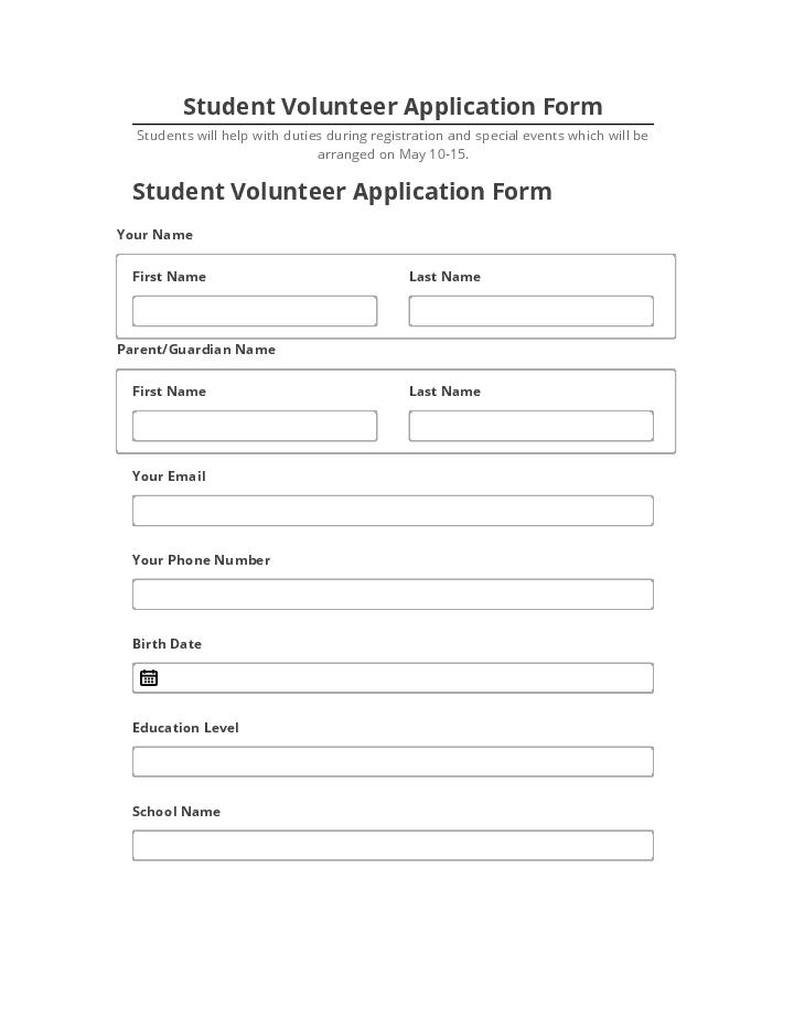 Incorporate Student Volunteer Application Form Microsoft Dynamics