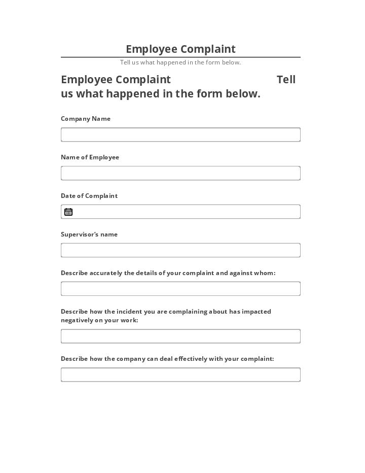 Pre-fill Employee Complaint Salesforce