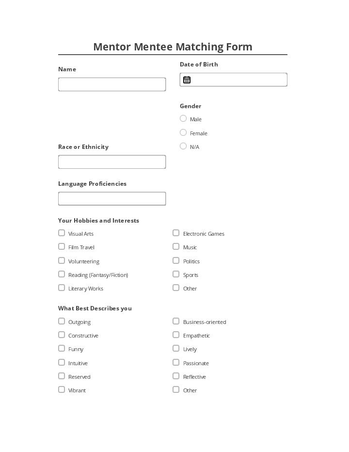 Pre-fill Mentor Mentee Matching Form from Salesforce