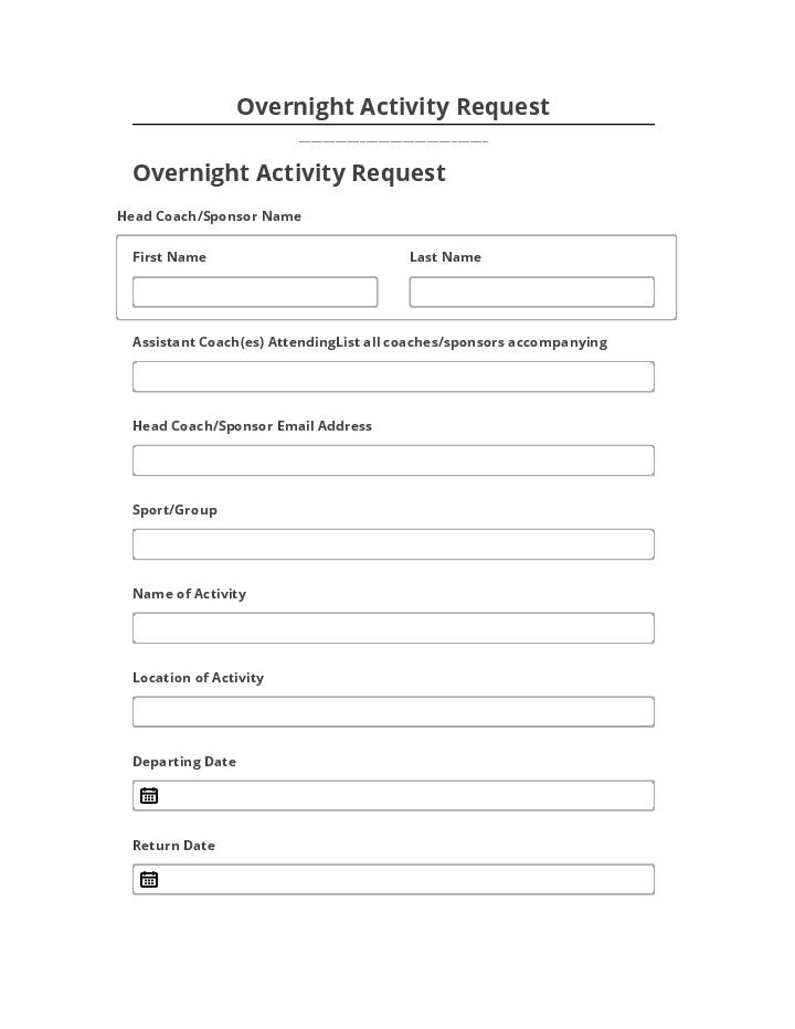 Arrange Overnight Activity Request Microsoft Dynamics