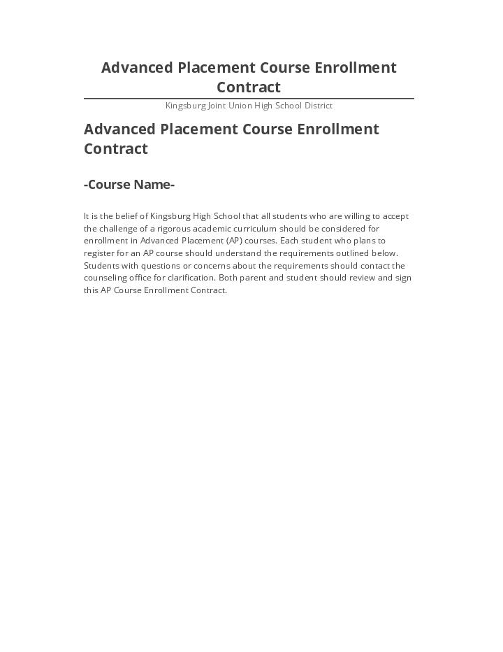 Pre-fill Advanced Placement Course Enrollment Contract Netsuite