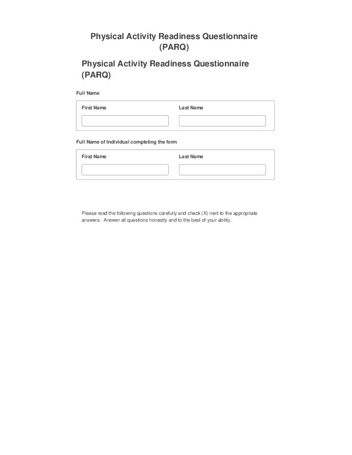 Manage Physical Activity Readiness Questionnaire (PARQ) Salesforce
