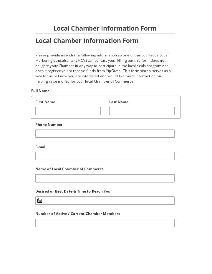 Export Local Chamber Information Form Salesforce