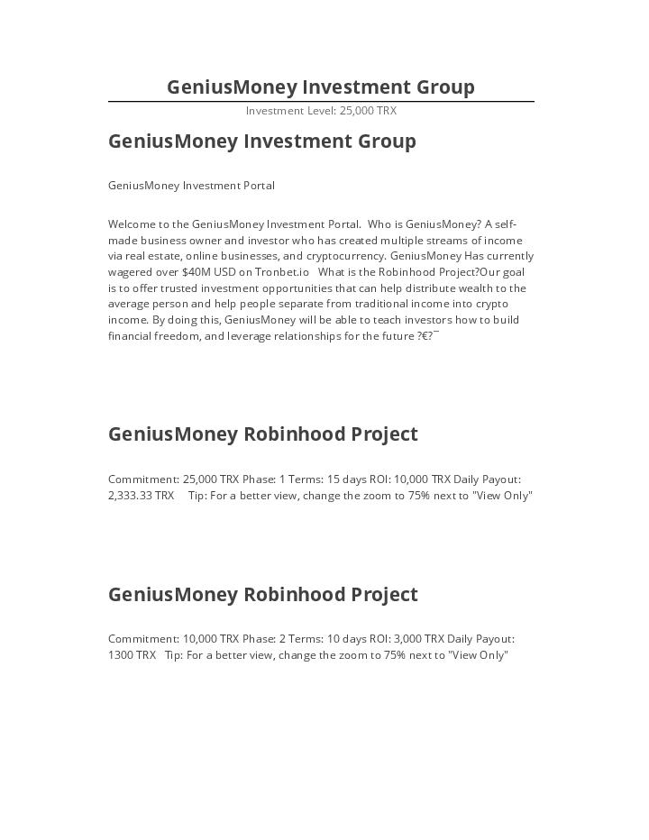 Export GeniusMoney Investment Group
