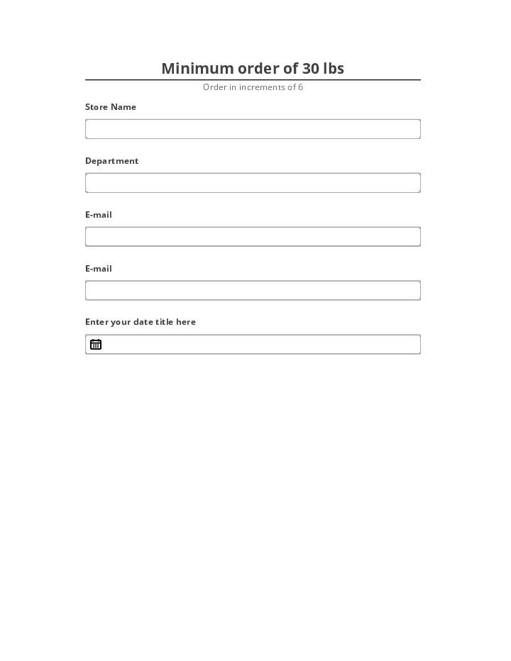 Update Minimum order of 30 lbs Microsoft Dynamics