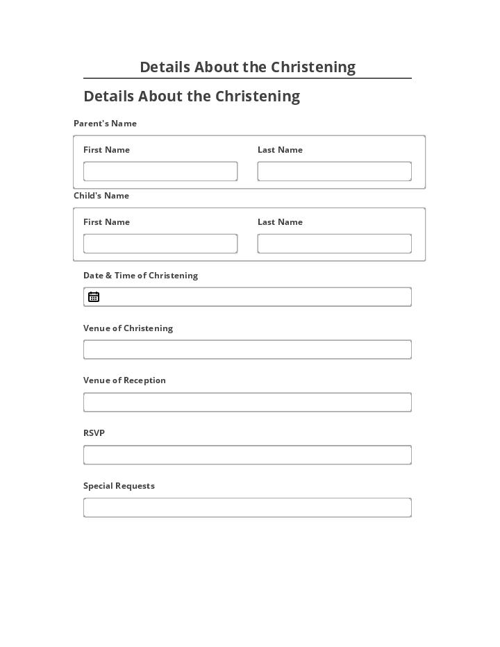 Pre-fill Details About the Christening Netsuite