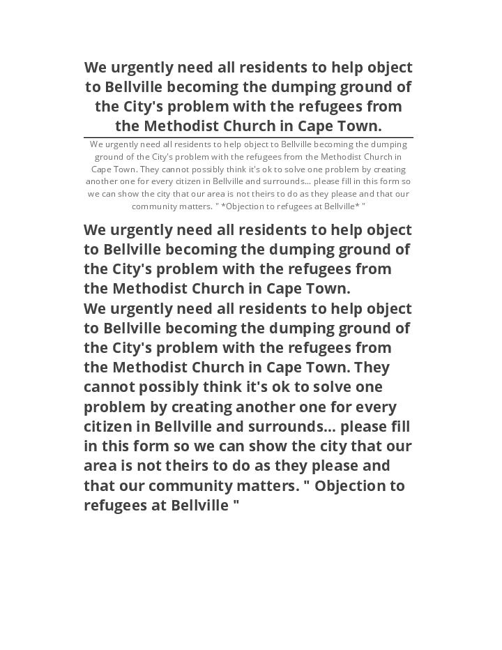 Export We urgently need all residents to help object to Bellville becoming the dumping ground of the City's problem with the refugees from the Methodist Church in Cape Town. Microsoft Dynamics