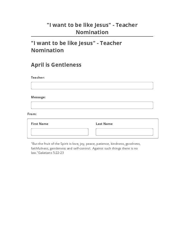 Arrange "I want to be like Jesus" - Teacher Nomination Salesforce
