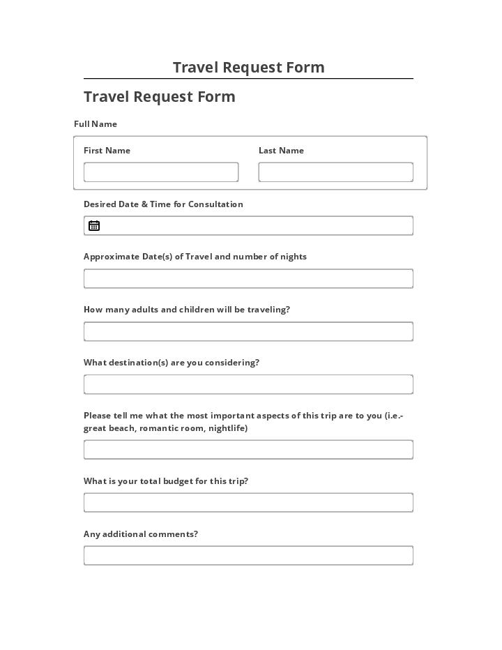 Update Travel Request Form