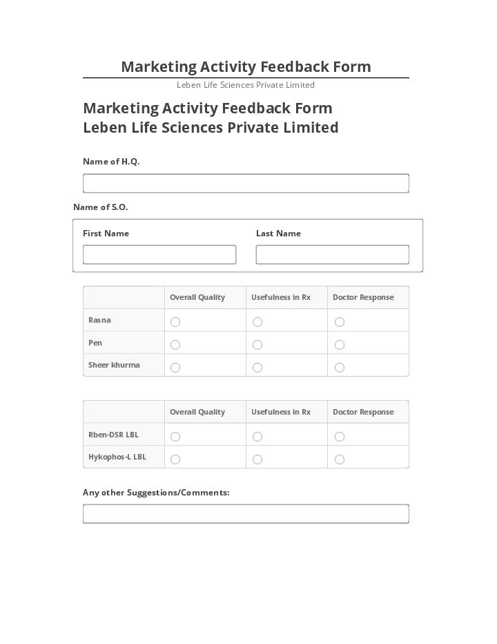 Integrate Marketing Activity Feedback Form Salesforce