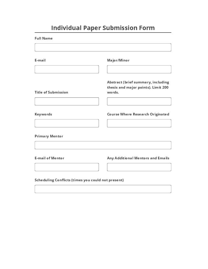 Integrate Individual Paper Submission Form