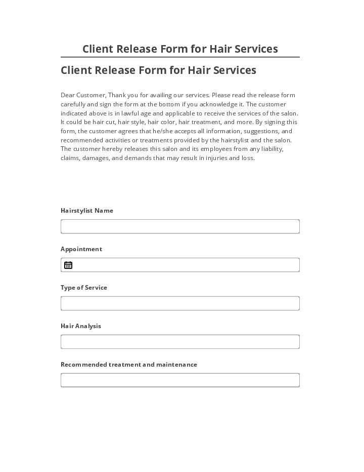 Automate Client Release Form for Hair Services Microsoft Dynamics