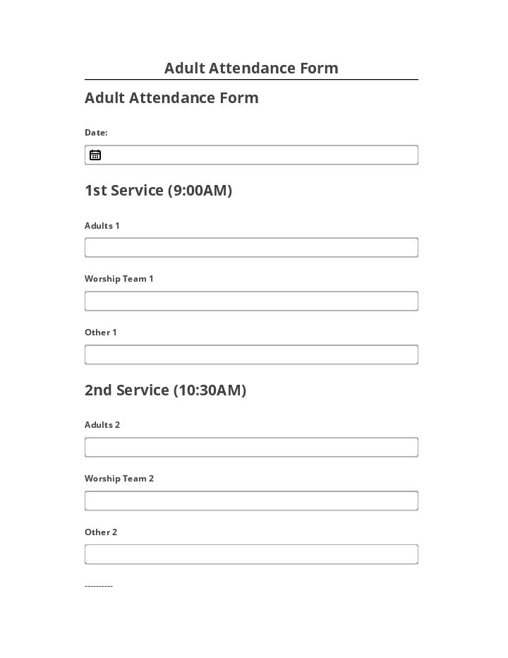 Manage Adult Attendance Form
