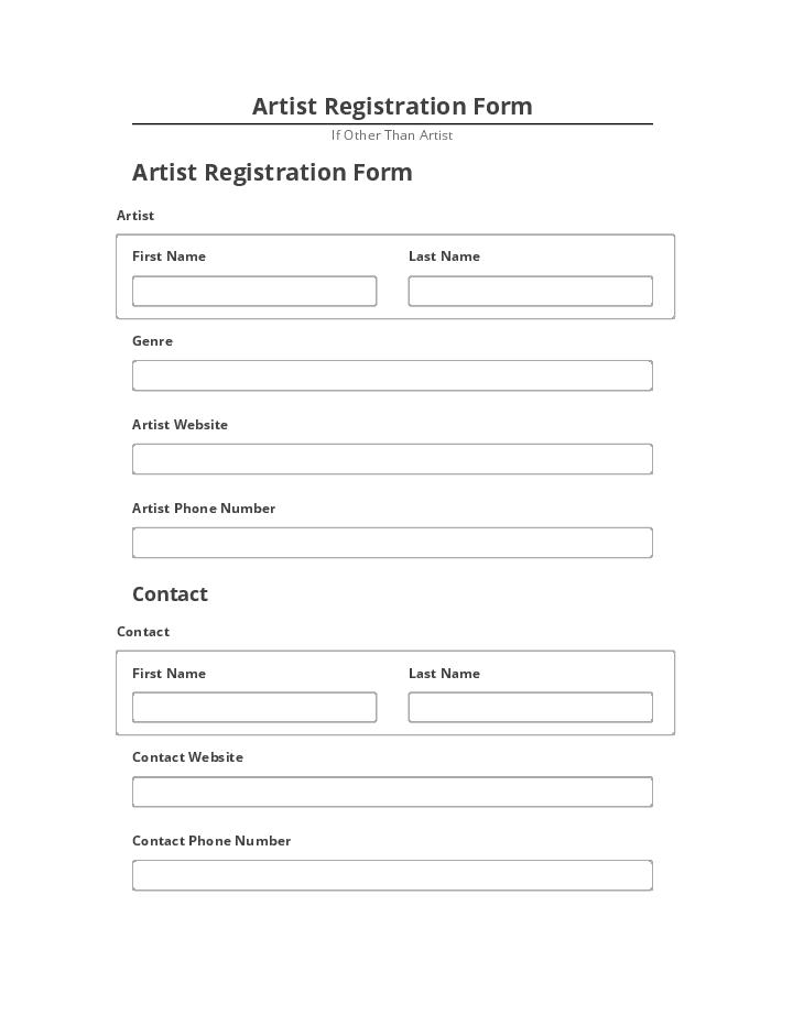 Synchronize Artist Registration Form