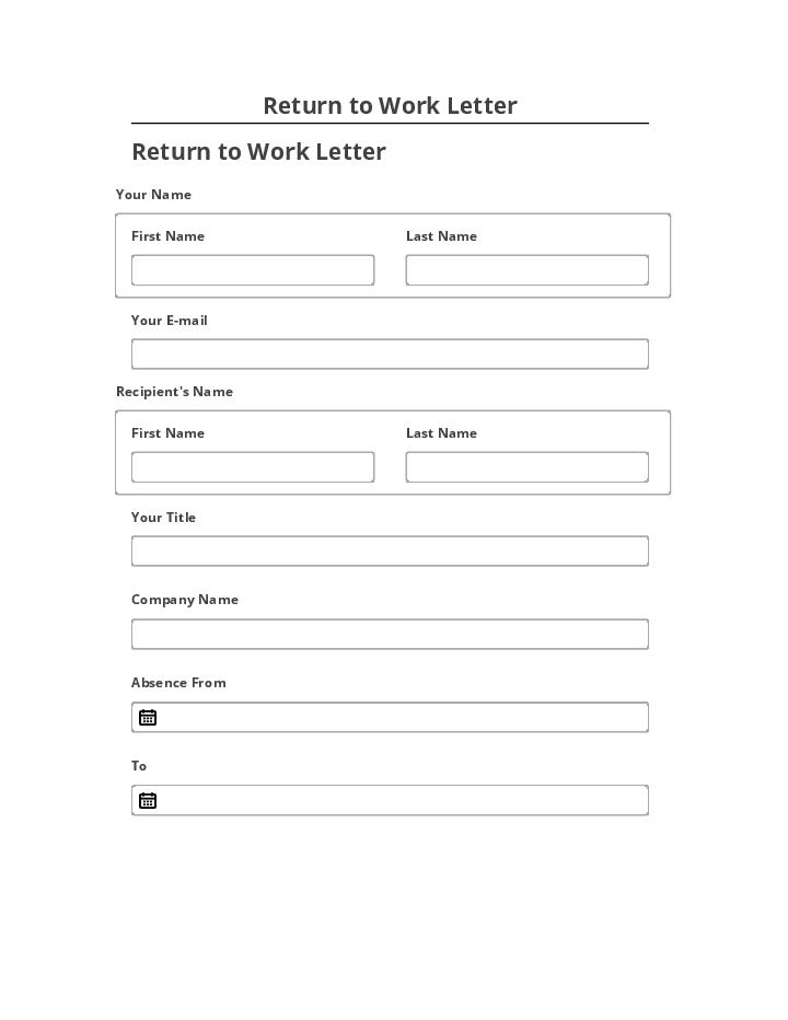 Incorporate Return to Work Letter Netsuite