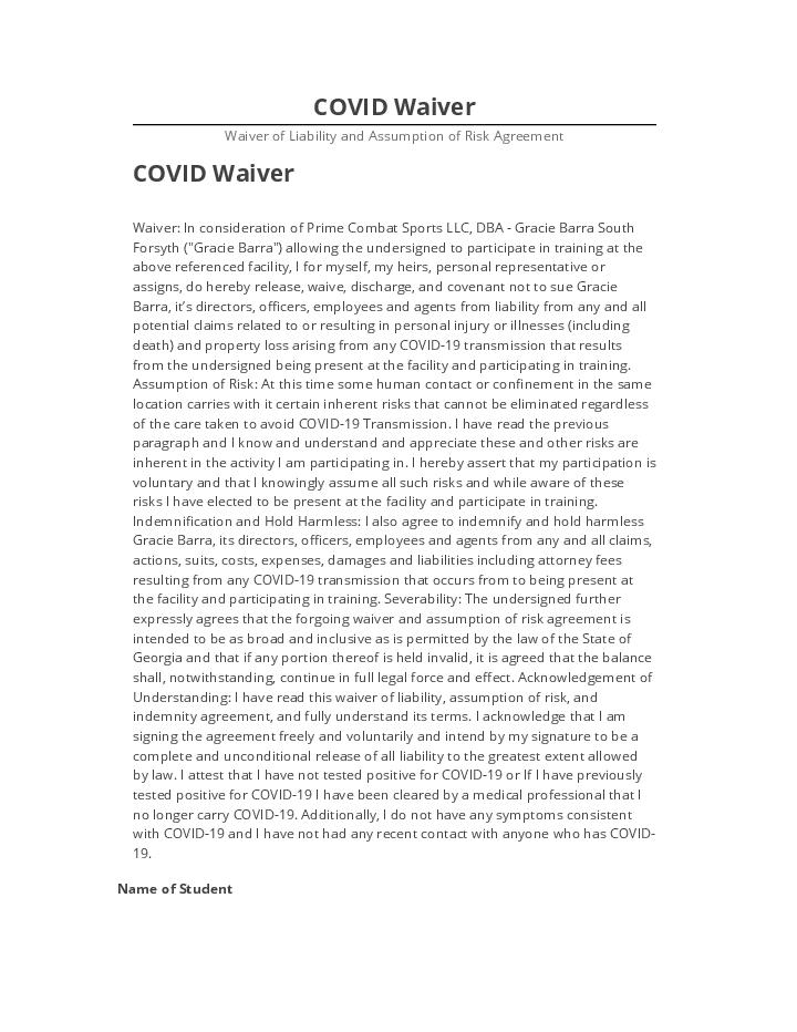 Arrange COVID Waiver Microsoft Dynamics