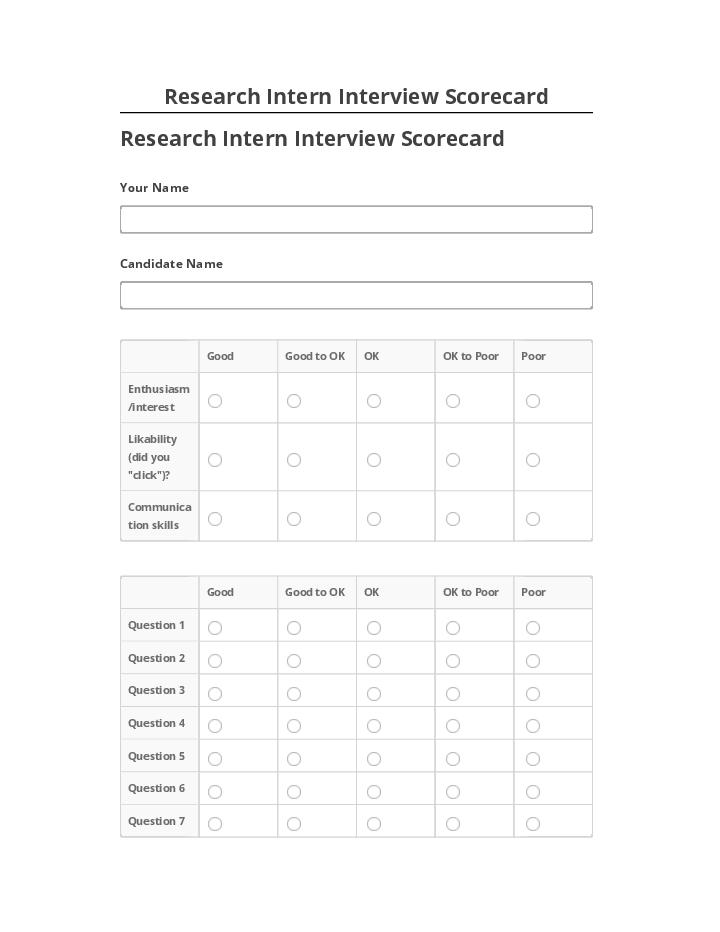 Archive Research Intern Interview Scorecard