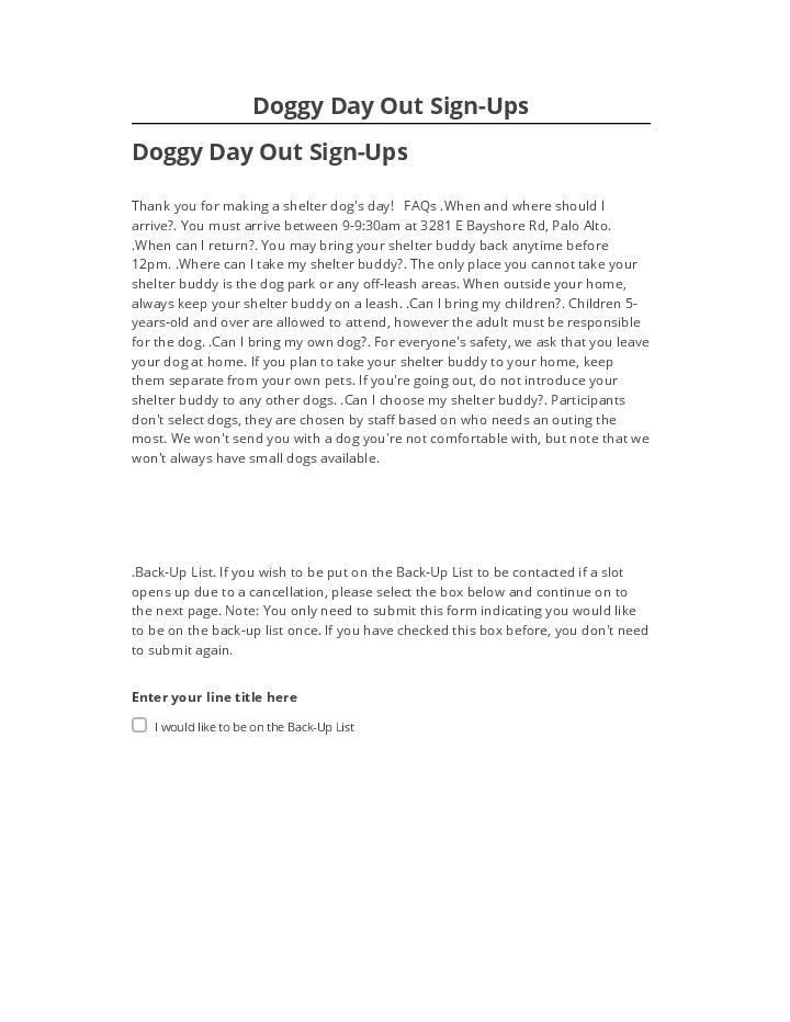 Arrange Doggy Day Out Sign-Ups