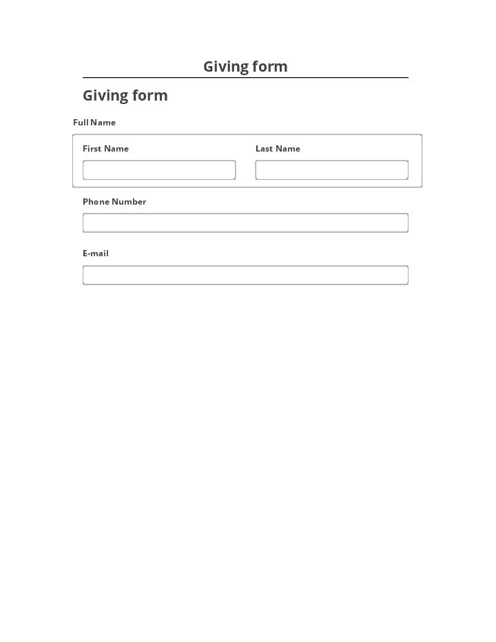 Incorporate Giving form Salesforce